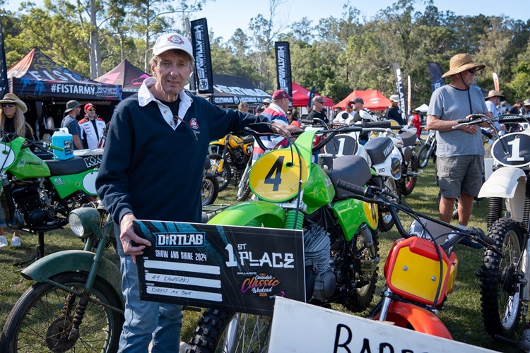 Rosco winning rarest MX bike at the 2024 Conodale Classic